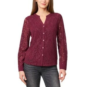 Cable & Gauge Burgundy Lace Blouse